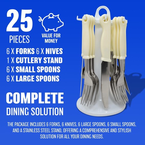24pc cream cutlery - 24pc, dinner