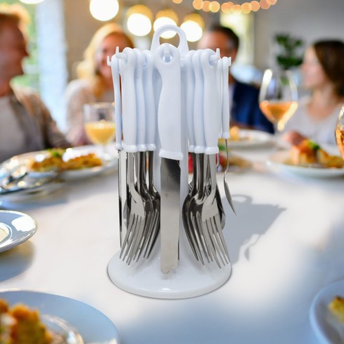 24pc white cutlery - white,