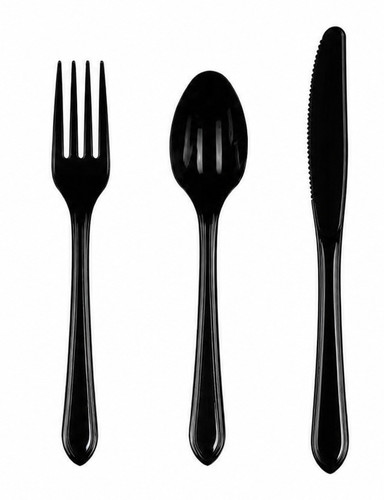 150 black plastic cutlery - plastic,