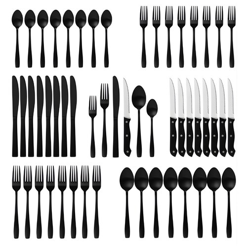 48pc black silverware - 48pc, set